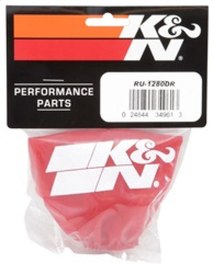 K&N Drycharger Air Filter Wrap - Round Straight - Red Closed Top 3in Inside Dia x 4in Height RU-1280DR