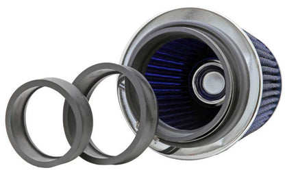 K&N Universal Air Filter Chrome Round Tapered Blue - 4in Flange ID x 1.125in Flange Length x 5.5in H RG-1001BL