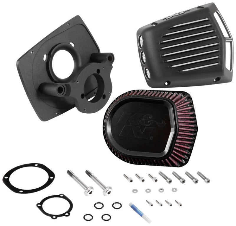 K&N Street Metal Intake System for 01-16 Harley Davidson Softail/Dyna - Shaker Black RK-3950