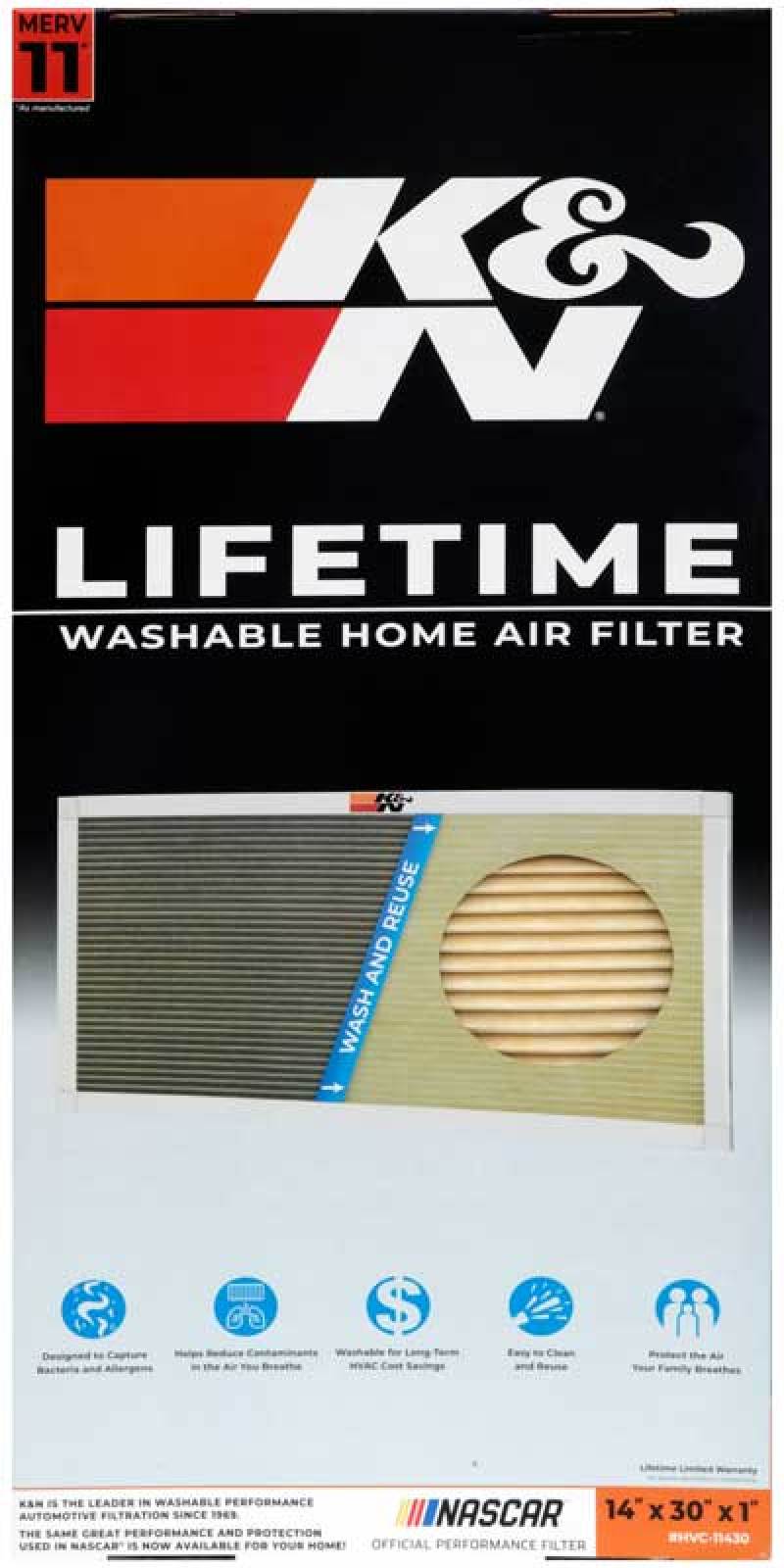 K&N HVAC Filter - 14 x 30 x 1 HVC-11430