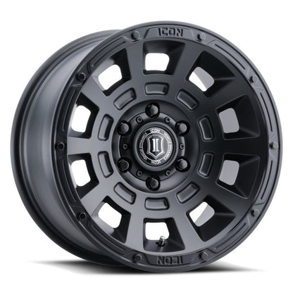 ICON Thrust 17x8.5 6x5.5 25mm Offset 5.75in BS 95.1mm Bore Satin Black Wheel 2817859057SB