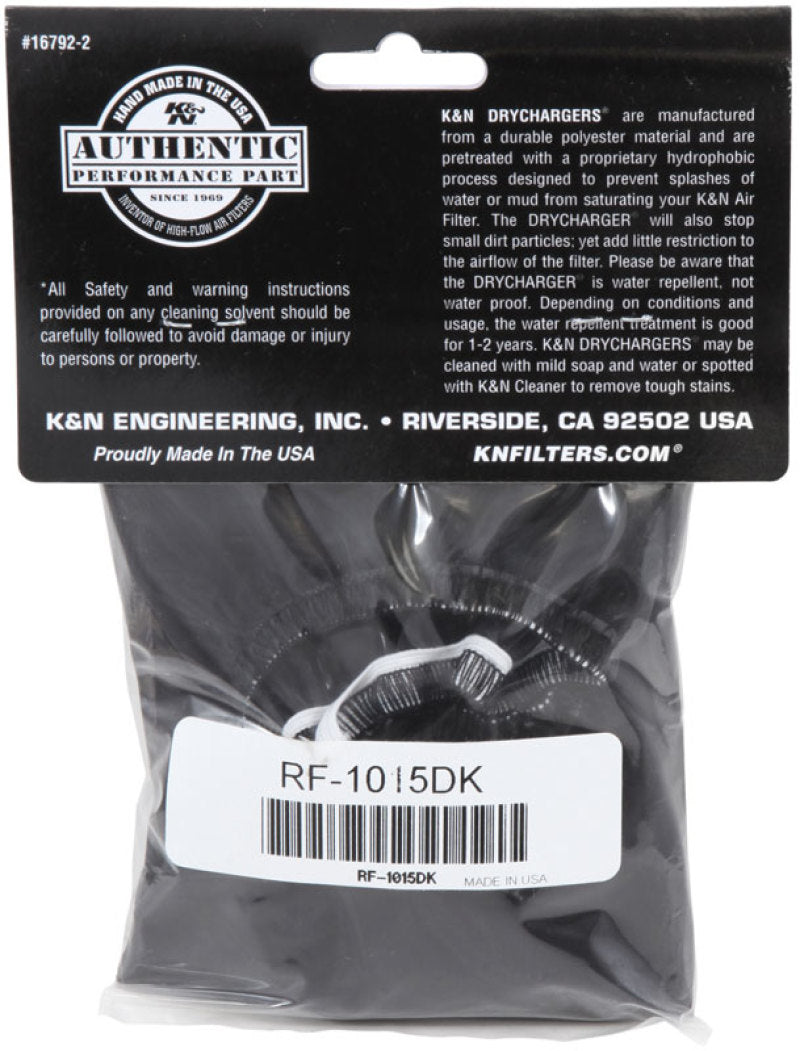 K&N Air Filter Wrap Drycharger - Black RF-1015DK