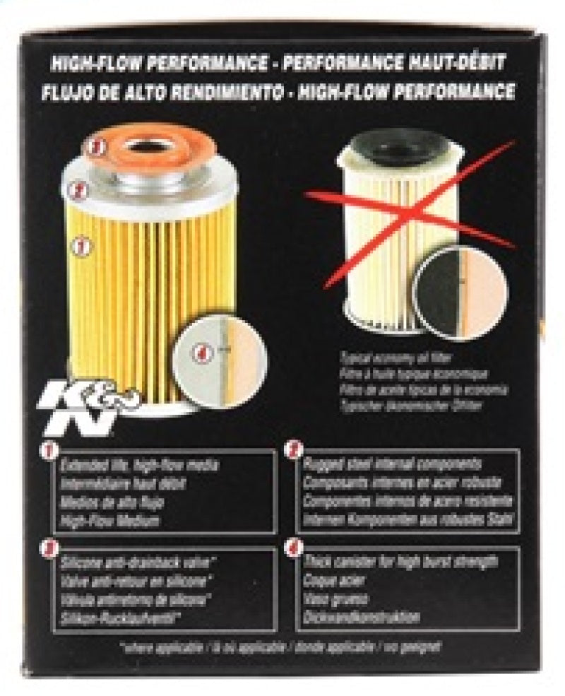 K&N 3.74inch / 2.98 OD Performance Gold Oil Filter HP-1017