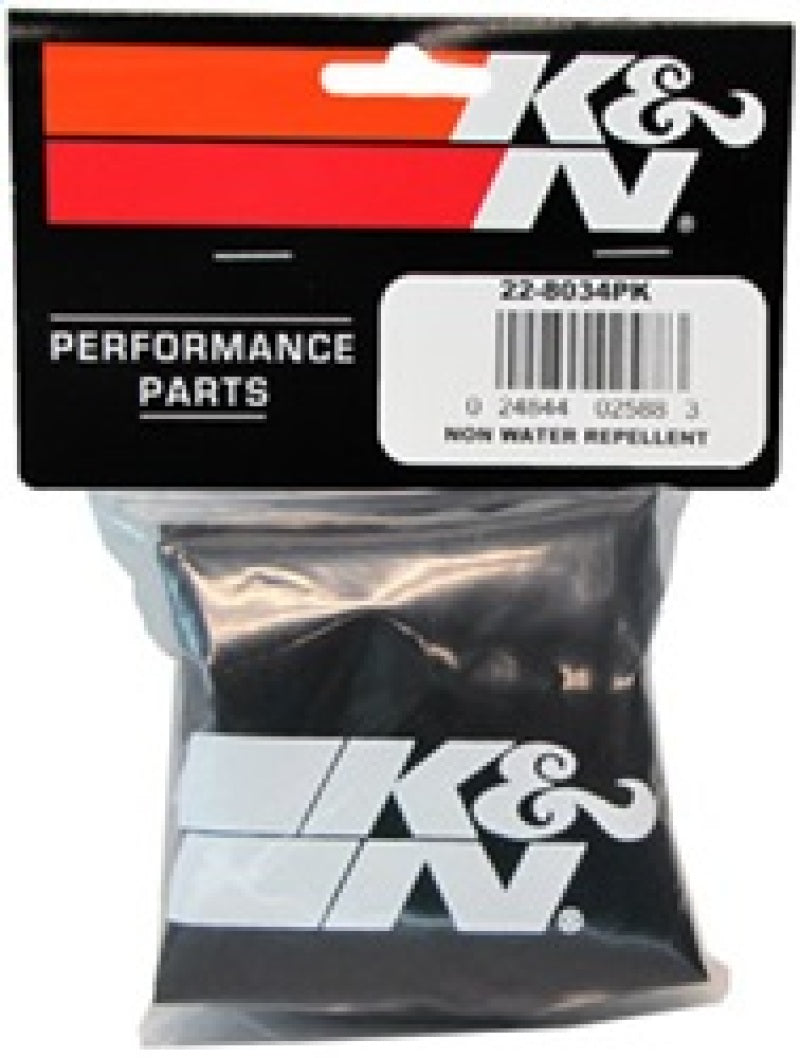 K&N Precharger Air Filter Wrap Black Universal Polyester 12in Height 6in Base Inside Diameter 22-8034PK