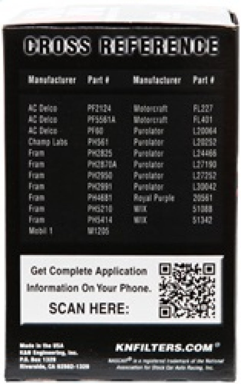 K&N Oil Filter for Nissan/Ford/Toyota/Audi/Chevy/Subary/VW/Porsche/BMW 3in OD x 5.063in H PS-2005
