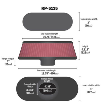K&N Air Filter with Carbon Fiber Top and Base RP-5135