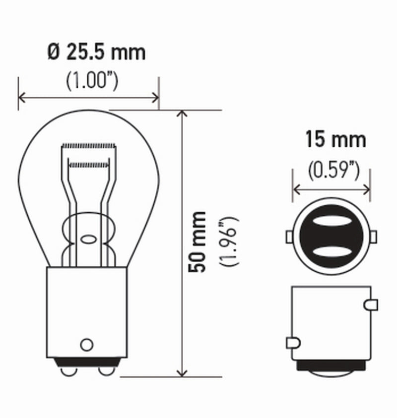 Hella Bulb 1157 12V 27/8W Ba9S S8 (2) 1157TB
