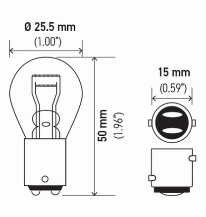 Hella Bulb 1157 12V 27/8W Ba9S S8 (2) 1157TB