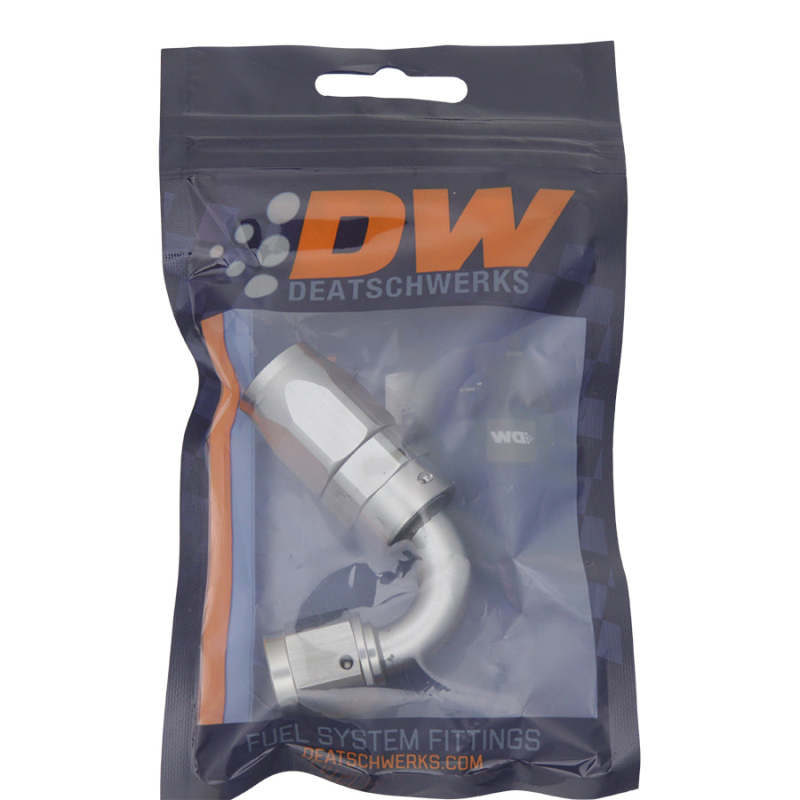 DeatschWerks 6AN Female Swivel 120-Degree Hose End CPE - Anodized DW Titanium 6-02-0820