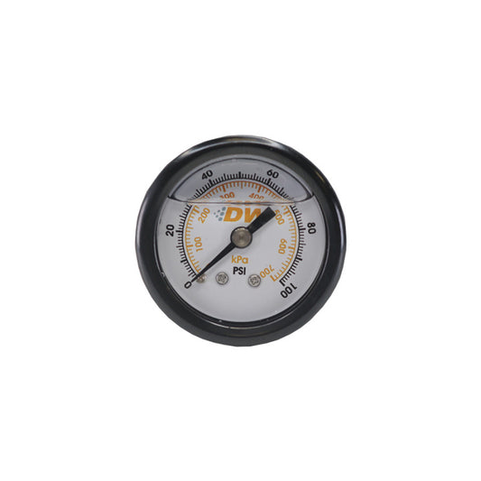 DeatschWerks 0-100 PSI 1/8in NPT Mechanical Fuel Pressure Gauge 1.5in Diameter Black Housing 6-01-GL