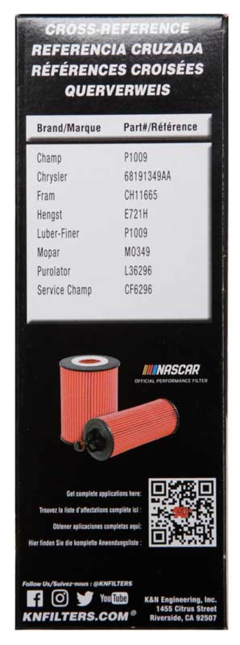 K&N Performance Oil Filter for 14-17 Dodge Durango 3.6L / 14-17 Jeep Grand Cherokee 3.6L HP-7026
