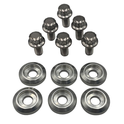 BLOX Racing New Fender Washers Kit M6 12pt - 6pc Large Diameter Silver BXAC-00311-SI