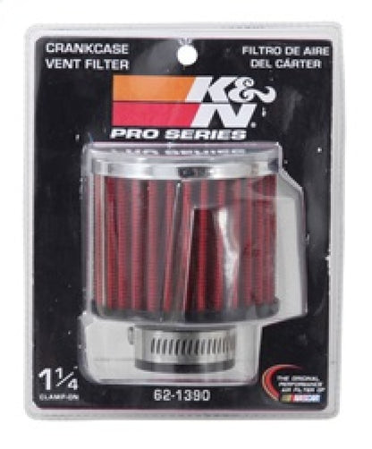 K&N 1.25in Flange ID x 3in OD x 2.5in H Rubber Base Crankcase Vent Filter 62-1390