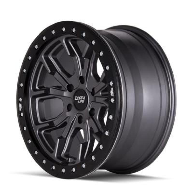 Dirty Life Wheels 9303 DT-1 Dual-Tek Series Satin Graphite Wheel with Simulated Beadlock Ring 9303-7973MGT12