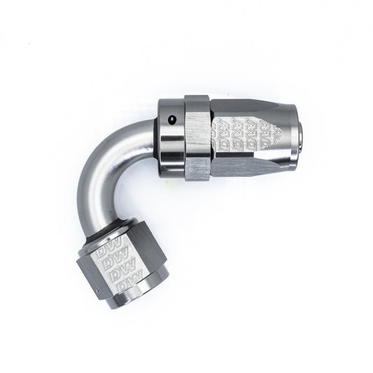 DeatschWerks 8AN Female Swivel 120-Degree Hose End CPE - Anodized Titanium 6-02-0823