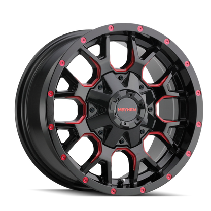 Mayhem Warrior 8015 Series Gloss Black With Prism Red Wheels 8015-2937BTR18