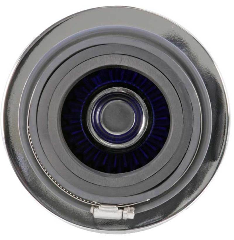 K&N Universal Air Filter Chrome Round Tapered Blue - 4in Flange ID x 1.125in Flange Length x 5.5in H RG-1001BL