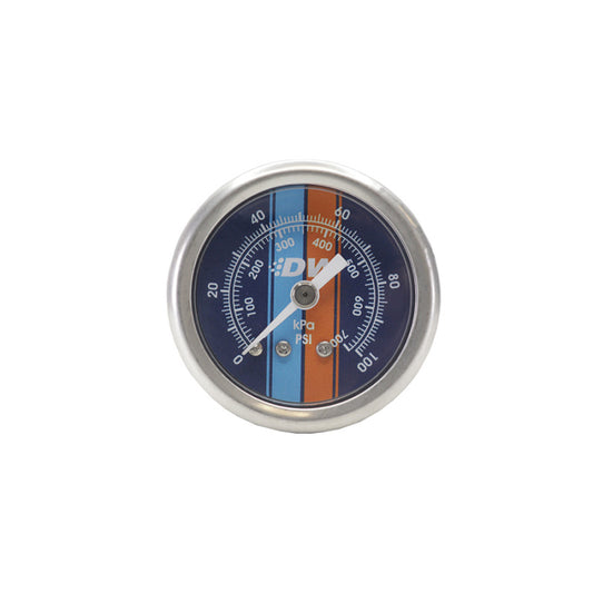 DeatschWerks 0-100 PSI 1/8in NPT Mechanical Fuel Pressure Gauge Brushed Housing Blue Face 6-01-G2