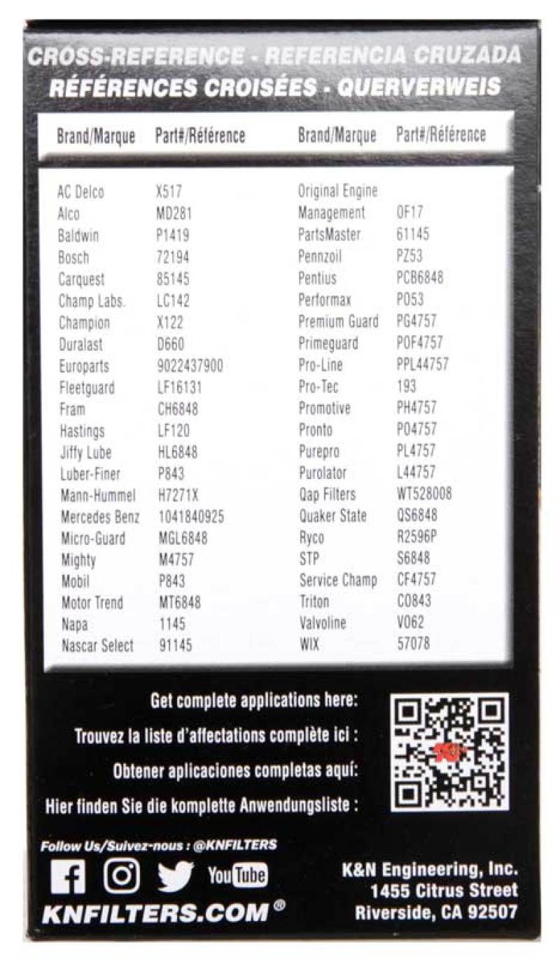 K&N 2014 Mercedes-Benz G550 5.5L Oil Filter HP-7004