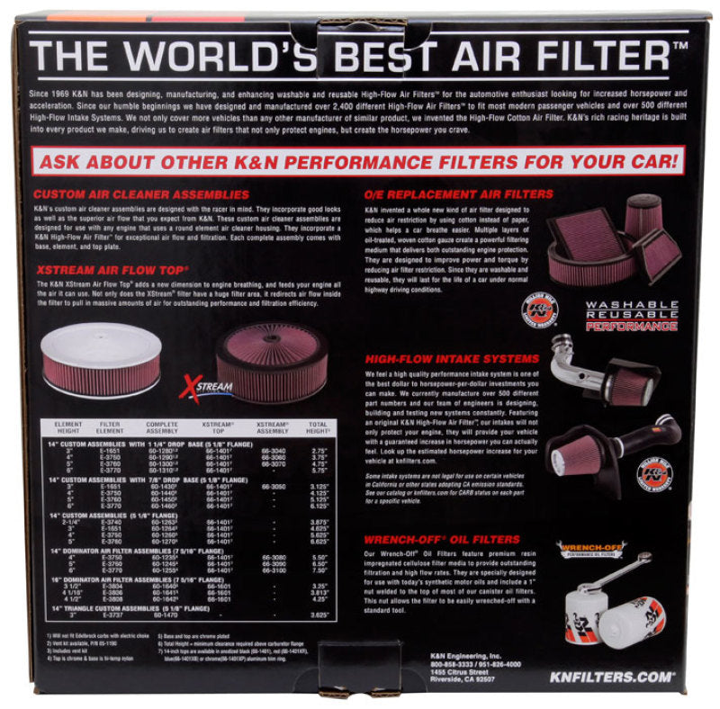 K&N Universal Custom Air Filter - Round 5.125in Flange / 14in OD / 5.125in ID / 4.625in Height 60-1264