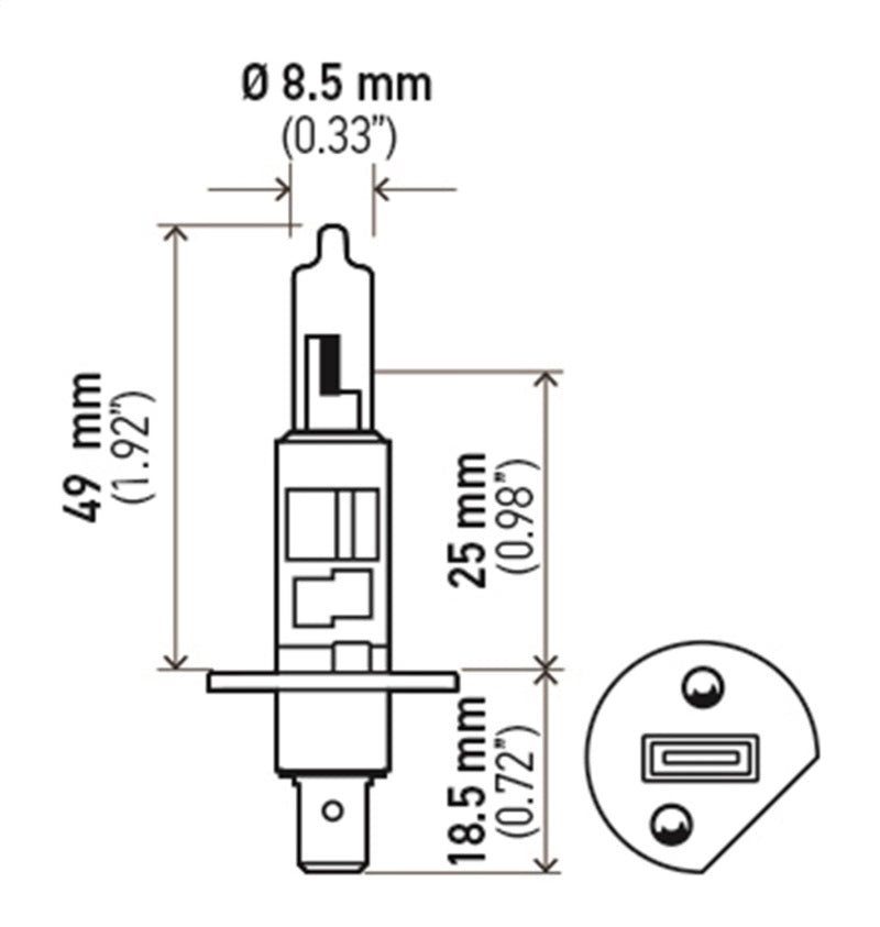 Hella Bulb H1 12V 55W P14.5s T2.5 LONGLIFE H1LL