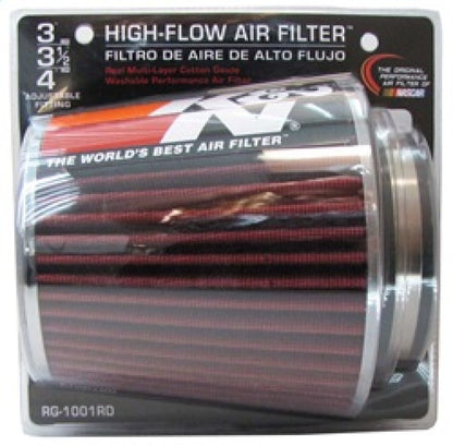 K&N Universal Air Filter Chrome Round Tapered Red - 4in Flange ID x 1.125in Flange Length x 5.5in H RG-1001RD