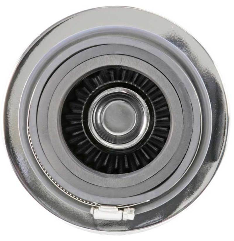 K&N Universal Filter Chrome Round Tapered White - 4in Flange ID x 1.125in Flange Length x 5.5in H RG-1001WT