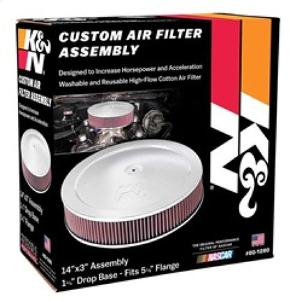 K&N 14in Red Custom Air Cleaner Assembly - 5.125in ID x 14in OD x 2.75in H x 1.25in Drop Base 60-1280