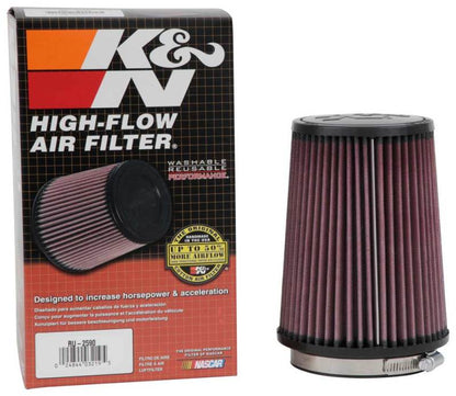 K&N Filter Universal Rubber Filter 4 inch Flange 5 3/8 inch Base 4 3/8 inch Top 7 inch Height RU-2590