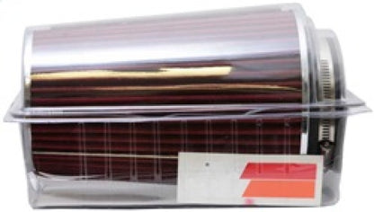 K&N Universal Air Filter Chrome Round Tapered Red - 4in Flange ID x 1.125in Flange Length x 9.5in H RG-1002RD