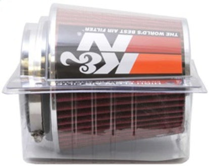 K&N Universal Air Filter Chrome Round Tapered Red - 4in Flange ID x 1.125in Flange Length x 5.5in H RG-1001RD