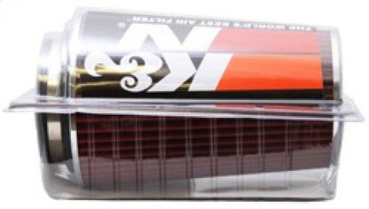 K&N Universal Air Filter Chrome Round Tapered Red - 4in Flange ID x 1.125in Flange Length x 9.5in H RG-1002RD