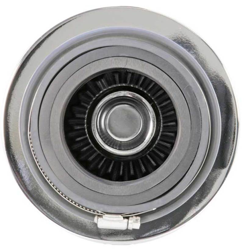K&N Universal Filter Chrome Round Tapered White - 4in Flange ID x 1.125in Flange Length x 5.5in H RG-1001WT