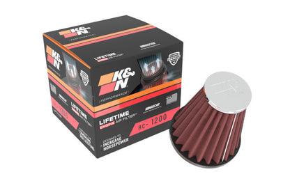 K&N Universal Chrome Filter 2.063in Flange ID x 3.5in Base OD x 2in Top OD x 4in H RC-1200