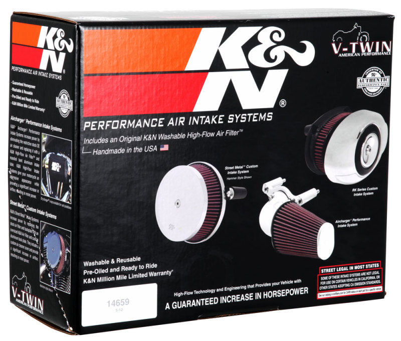 K&N 99+ Harley Davidson Street Metal Intake System - Hammer Black RK-3933B