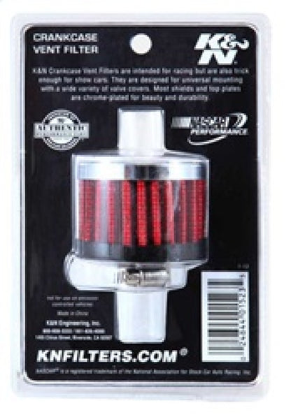 K&N Clamp On Rubber Base Crankcase Vent Filter 0.375in Flange ID x 2in OD x 1.5in Height 62-1320