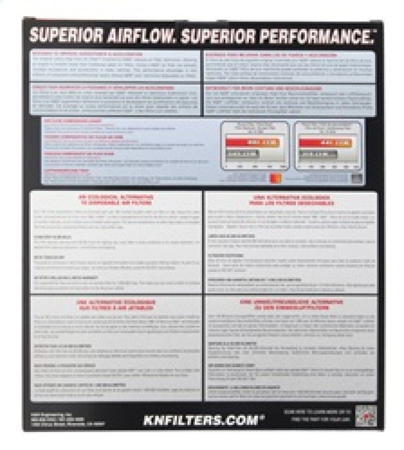 K&N Replacement Panel Air Filter 12.313in OS L x 10.313in OS W x 1.188in H for 13-14 Cadillac ATS 33-2496