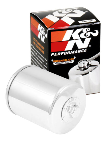 K&N Harley Davidson 3in OD x 4.063in H Chrome Oil Filter KN-170C