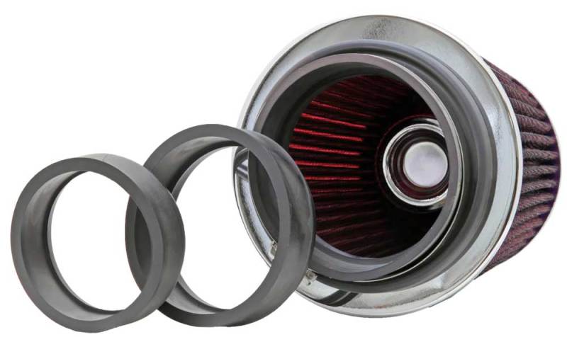 K&N Universal Air Filter Chrome Round Tapered Red - 4in Flange ID x 1.125in Flange Length x 5.5in H RG-1001RD