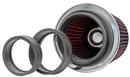 K&N Universal Air Filter Chrome Round Tapered Red - 4in Flange ID x 1.125in Flange Length x 5.5in H RG-1001RD