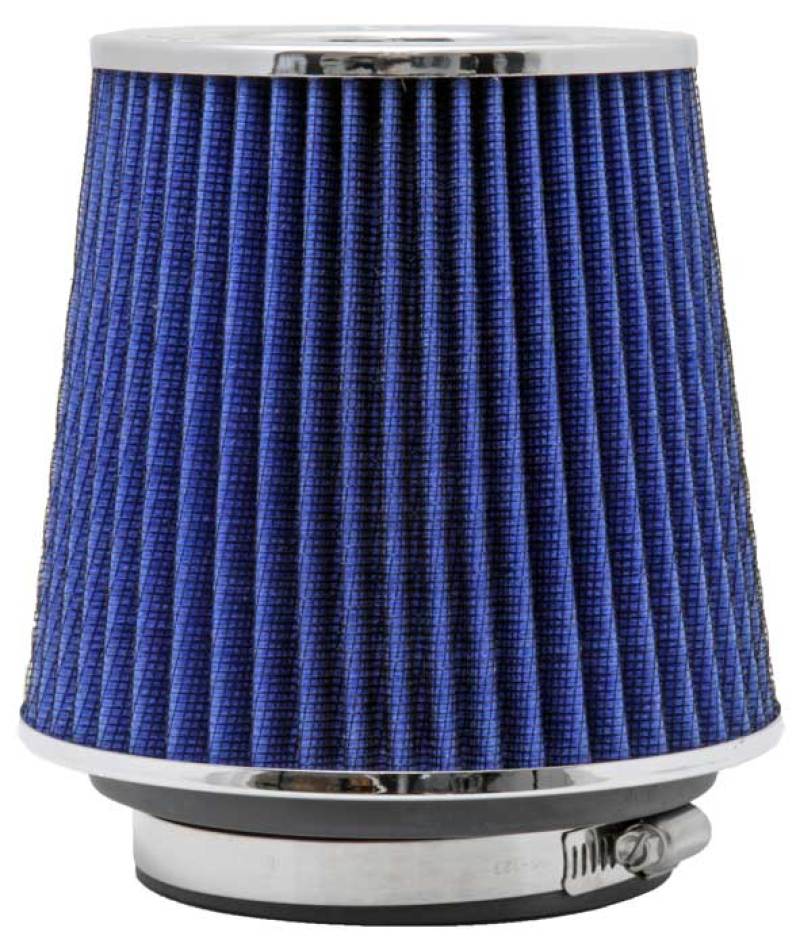 K&N Universal Air Filter Chrome Round Tapered Blue - 4in Flange ID x 1.125in Flange Length x 5.5in H RG-1001BL