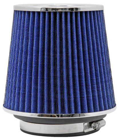 K&N Universal Air Filter Chrome Round Tapered Blue - 4in Flange ID x 1.125in Flange Length x 5.5in H RG-1001BL