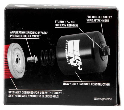 K&N Oil Filter for 2005-2014 BMW K1200 GT/R/RS/S/ K1300 GT/R/S/ R1200 GS/R/RT S1000RR KN-160