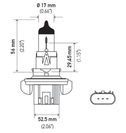 Hella Bulb H13 12V 60/55W P264T T4 +50 H13P50