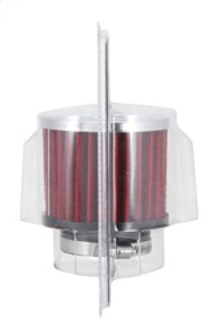 K&N 1.75in Flange ID x 3in OD x 2.5in H Chrome Finish Rubber Base Crankcase Vent Filter 62-1480