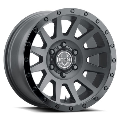 ICON Compression 17x8.5 6x5.5 0mm Offset 4.75in BS 106.1mm Bore Double Black Wheel 2017858347DB