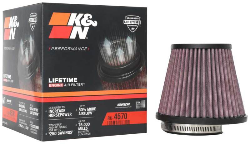 K&N Universal Air Filter 2-7/8in Flange / 5-3/16in Base / 3-1/2in Top / 4-7/16in Height RU-4570