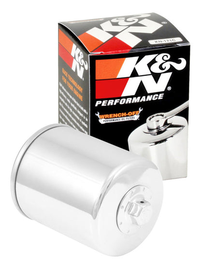 K&N Harley Davidson / Buell 3in OD x 4.063in H Chrome Oil Filter KN-171C