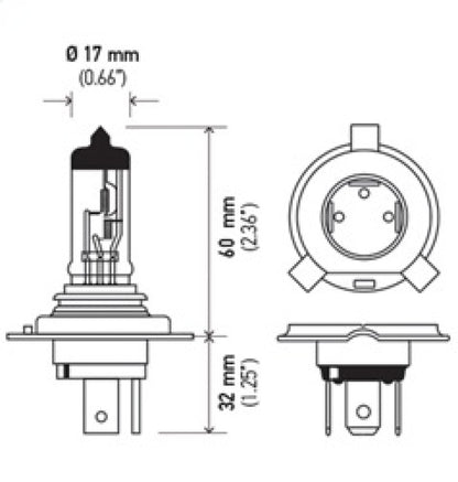 Hella Bulb H4 12V 60/55W P43t T4.625 +50 H4P50