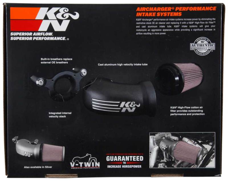 K&N 08-17 Harley Davidson Touring Models Performance Air Intake System Silver 57-1134S